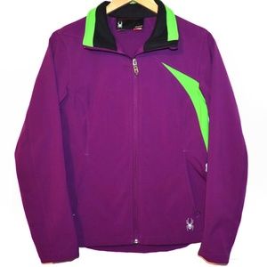 Spyder Full Zip Polyester Jacket Purple and Green